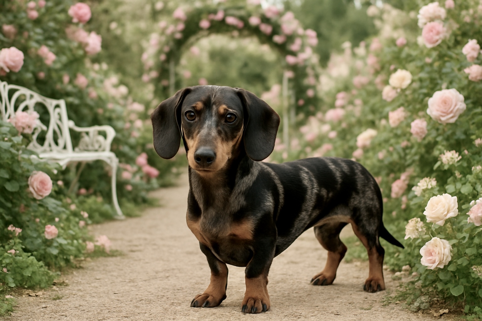 Teckel nain arlequin poil ras